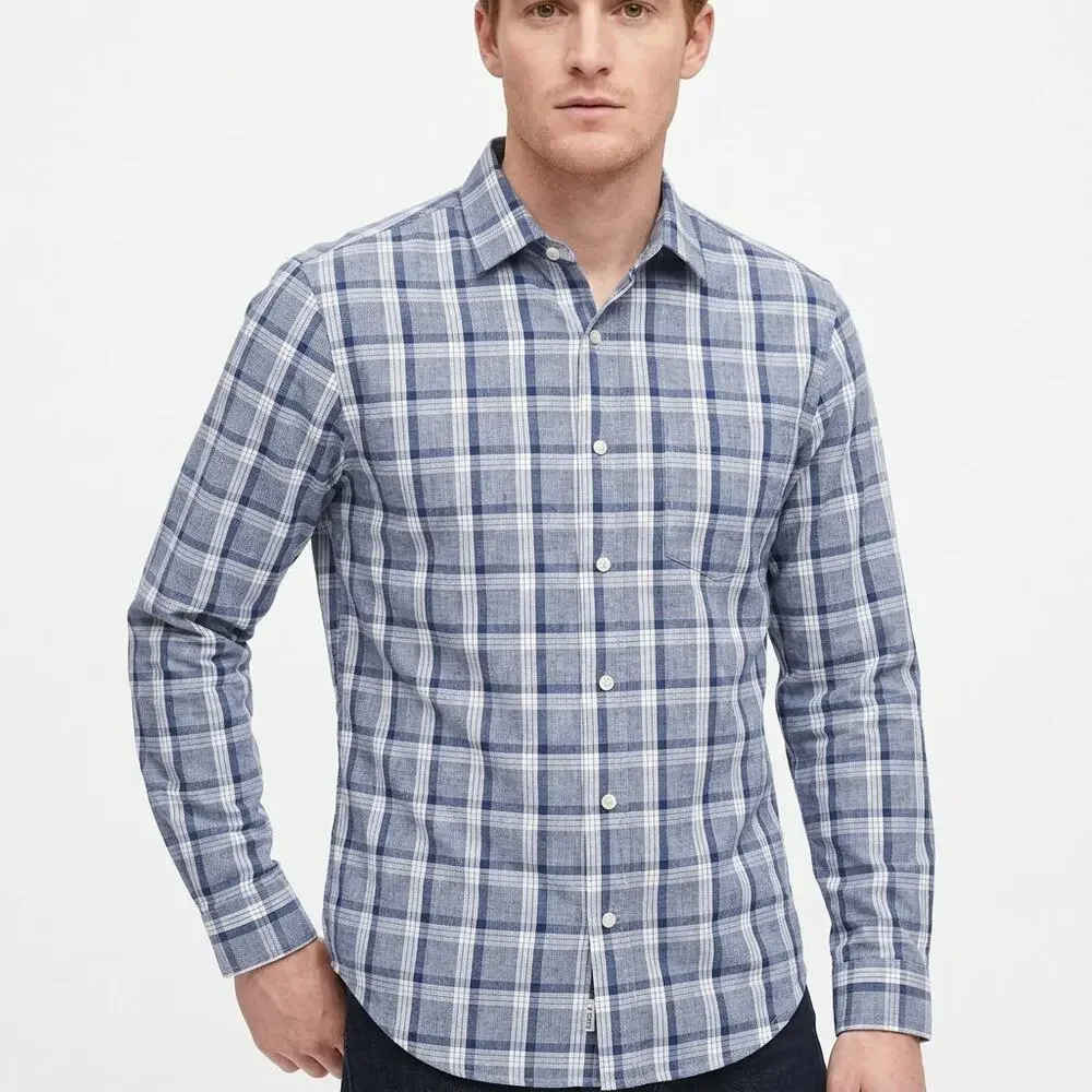 Banana Republic Blue Plaid Slim Fit Button-Up Shirt Men Size S